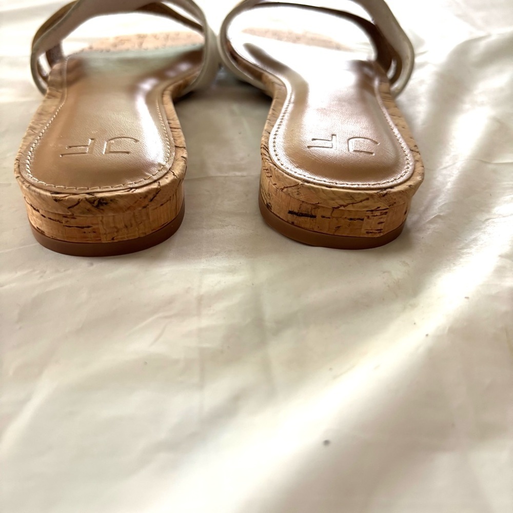 NWT JF Just Fab Wave Slip-On Sandals Brown Tan White SZ 7 - Picture 6 of 11
